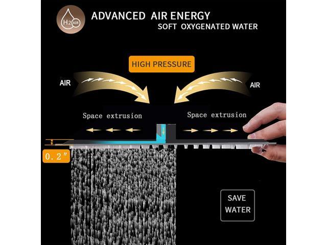 BESy 16 Inch Rain Shower Head, 16' Square Rainfall & High Pressure Stainless Steel Bath Showerhead, 1/16' Ultra Thin, Waterfall Full Body Coverage...