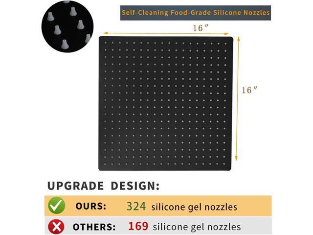 BESy 16 Inch Rain Shower Head, 16' Square Rainfall & High Pressure Stainless Steel Bath Showerhead, 1/16' Ultra Thin, Waterfall Full Body Coverage...