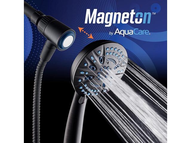 Magneton High-Pressure 8-mode Handheld Shower Head with Magnetic Guidance Docking System - 2 Magnetic Brackets, 5 inch Face, Hygienic Jets, 6 ft....