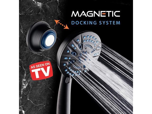 Magneton High-Pressure 8-mode Handheld Shower Head with Magnetic Guidance Docking System - 2 Magnetic Brackets, 5 inch Face, Hygienic Jets, 6 ft....