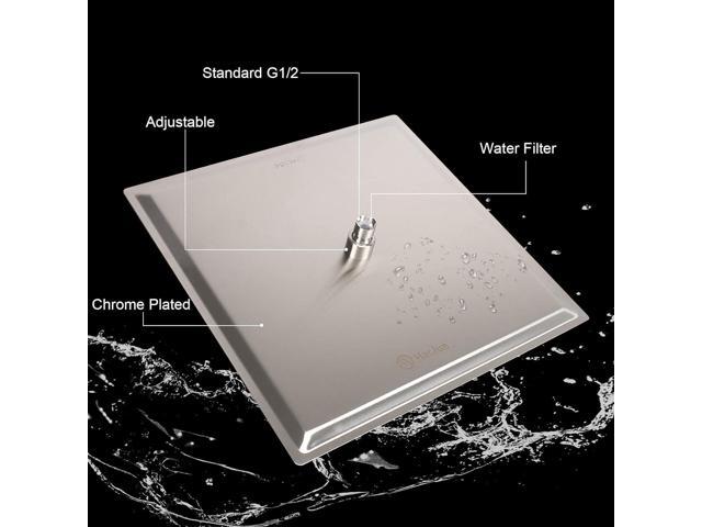 HarJue Shower Head with Extension Arm, High Pressure Square with ShowerArm, Stainless Steel Rainfall-Waterfall Full Body Coverage (10'' Shower with...