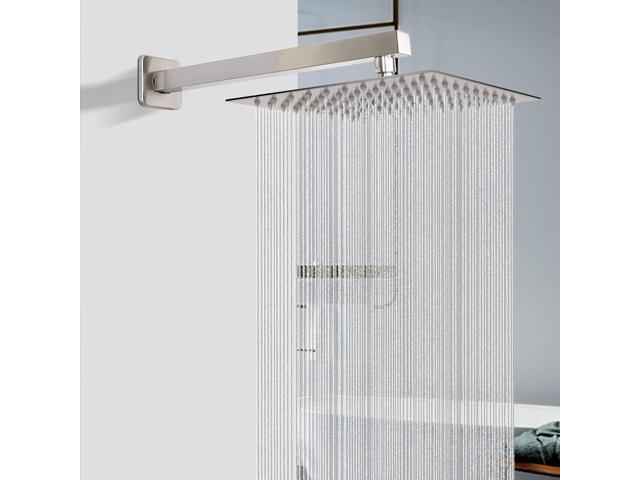 HarJue Shower Head with Extension Arm, High Pressure Square with ShowerArm, Stainless Steel Rainfall-Waterfall Full Body Coverage (10'' Shower with...