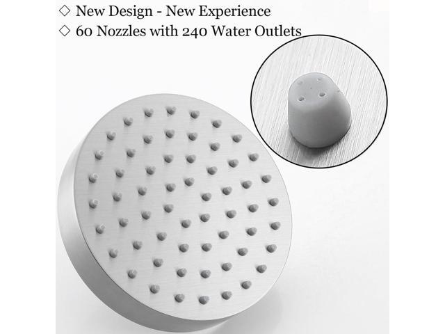RANDOM Brushed Nickel Shower Head 6 Inch Round Rain Shower Head With Shower Arm with 360 Adjustable Swivel Ball Joint & Filter Solid Stainless...