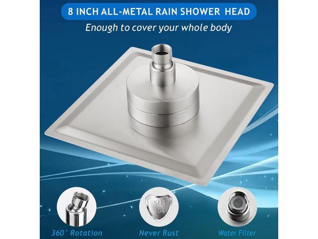 Voolan Rain Shower Head with Filtered - High Flow Large Rainfall Shower Heads Made of Stainless Steel - Waterfall Showerhead Filter For Hard...