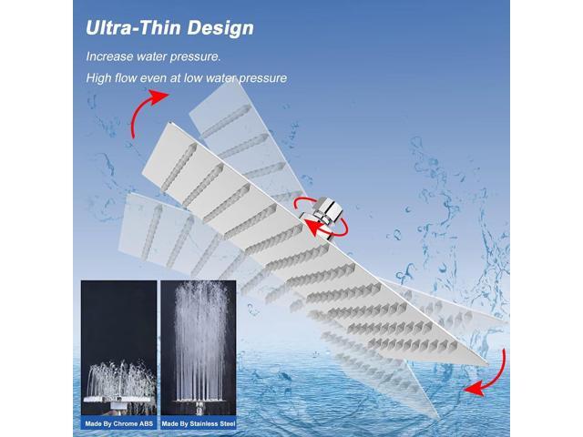NearMoon Rain Shower Head, High Flow Stainless Steel Square Rainfall Shower, High Pressure Design, Awesome Shower Experience Even At Low Water Flow...