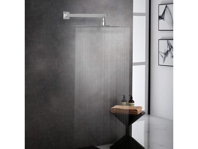 HarJue Shower Head with Extension Arm, High Pressure Square with ShowerArm, Stainless Steel Rainfall-Waterfall Full Body Coverage (12'' Shower with...
