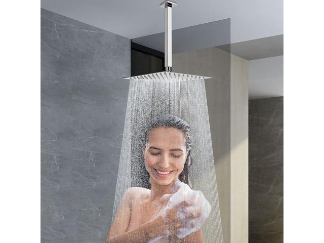 NearMoon Rain Shower Head With Shower Arm, Ceiling Mount Square Shower, Stainless Steel Ceiling Rainfall Showerhead- Waterfall Full Body Coverage...
