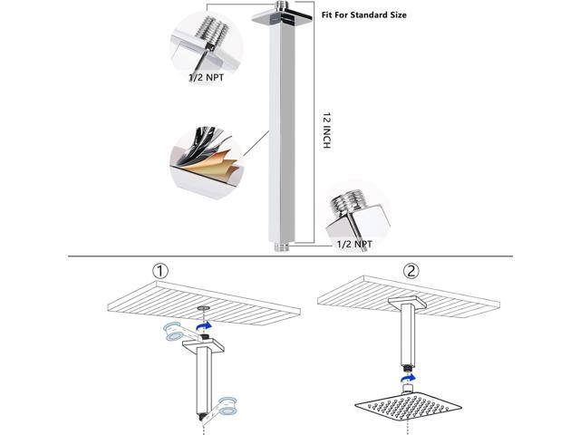 NearMoon Rain Shower Head With Shower Arm, Ceiling Mount Square Shower, Stainless Steel Ceiling Rainfall Showerhead- Waterfall Full Body Coverage...