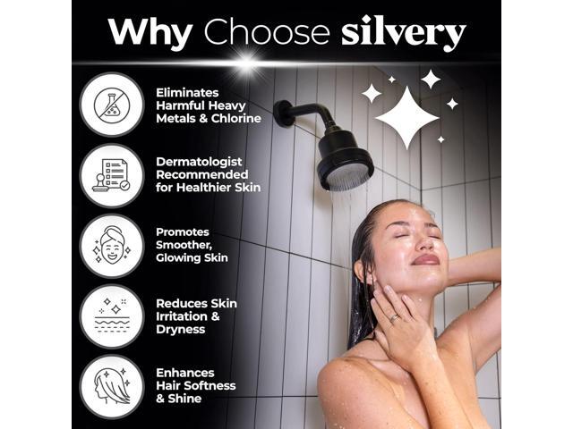 Silvery High Pressure Filtered Shower Head - Dermatologist-Approved Clean Water with Silvery Technology Filter - Showerhead Removes Impurities for...