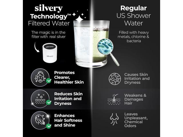 Silvery High Pressure Filtered Shower Head - Dermatologist-Approved Clean Water with Silvery Technology Filter - Showerhead Removes Impurities for...