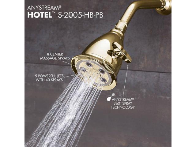 Speakman, Polished Brass S-2005-HB-PB Hotel Anystream High Pressure 2.5 GPM Adjustable Shower Head