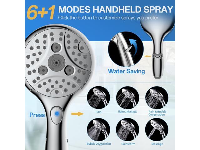 VXV 10 Inch Dual Shower Head Combo: High Pressure Rain Shower Head + 7-Mode Handheld Spray with Adjustable Sliding Bar (Up to 13.4'), 71' Hose,...