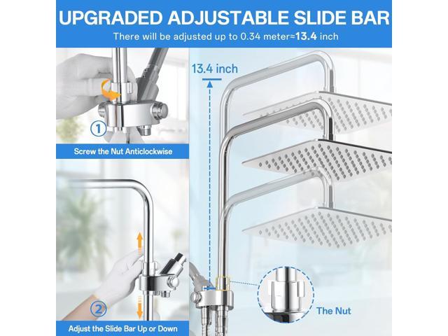 High Pressure Rain Shower Head Combo: Upgrade Dual Shower Head,10' Fixed Rainfall Showerhead,7 Spray Handheld Shower Heads,Adjustable Bar(Up to...