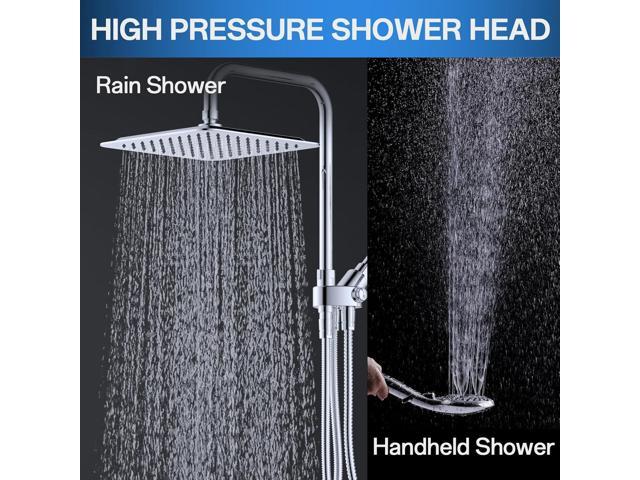High Pressure Rain Shower Head Combo: Upgrade Dual Shower Head,10' Fixed Rainfall Showerhead,7 Spray Handheld Shower Heads,Adjustable Bar(Up to...