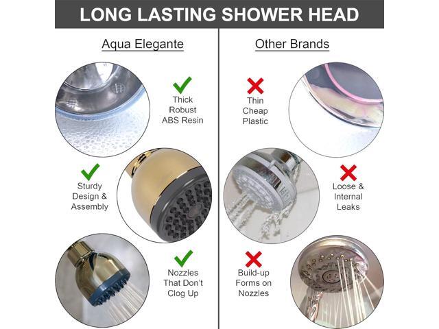 Aqua Elegante Low Water Pressure Shower Heads - Best High Pressure Boosting Wall Mount Showerhead - Indoor And Outdoor Modern Bath Spa Head, 2.5...