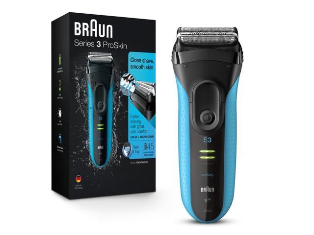 Braun Electric Series 3 Razor with Precision Trimmer, Rechargeable, Wet & Dry Foil Shaver for Men, Blue/Black, 4 Piece
