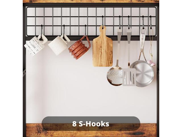IRONCK Large Bakers Rack with Power Outlet, 62 Inch Wide Microwave Stand, Coffee Bar with Storage, Kitchen Racks and Shelves