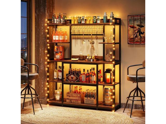 Tribesigns Large Bakers Rack, 55' Wide Kitchen Hutch Cabinet Microwave Stand with 11 Hooks, 5-Tier Bakers Rack Kitchen Storage Shelf with Hutch,...