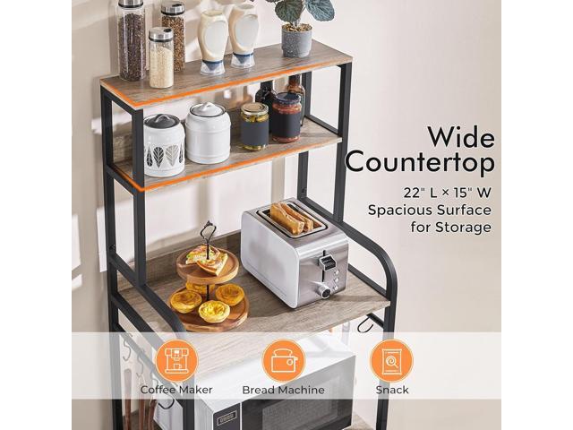 Yaheetech 4-Tier Kitchen Bakers Rack with Storage Cabinet and Hutch, Microwave Oven Stand Coffee Bar Pantry Cabinet with 8 S Hooks, Freestanding...