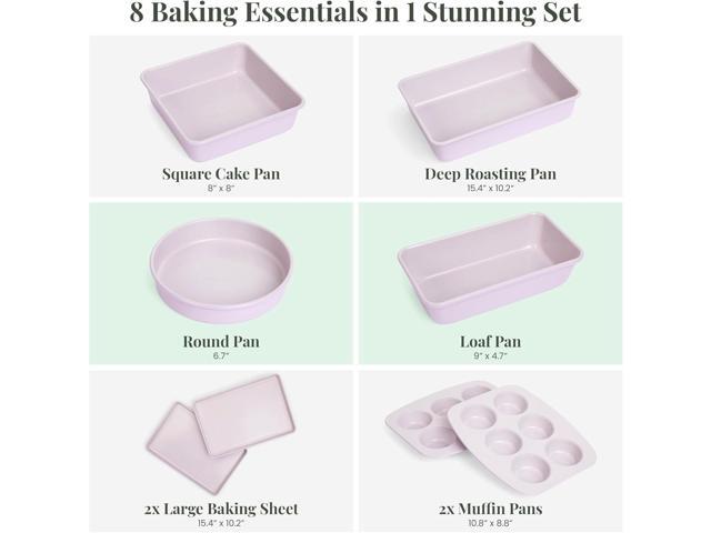 Larder & Vine 8-Piece Bakeware Set Non-Stick Baking Set with Ceramic Finish PFAS, PFOA, PTFE, and BPA Free Baking Essentials Baking Sheets,...