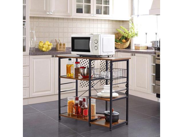 Yaheetech 4-Tier Kitchen Baker's Rack, Coffee Bar Microwave Stand Cart with Wire Basket & 6 Side Hooks, Kitchen Organizer Shelf for Spices/Utensils...