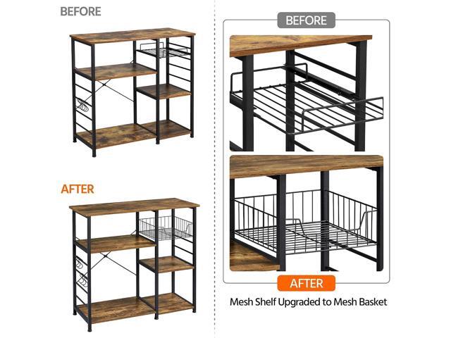 Yaheetech 4-Tier Kitchen Baker's Rack, Coffee Bar Microwave Stand Cart with Wire Basket & 6 Side Hooks, Kitchen Organizer Shelf for Spices/Utensils...
