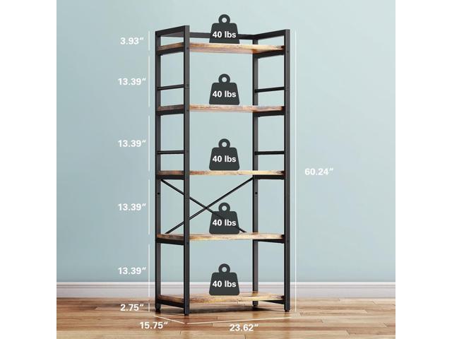 Denkee 5-Tier Bakers Rack for Kitchen with Storage, Industrial Microwave Stand Shelf, Coffee Bar for Small Spaces, Free Standing Kitchen Storage...