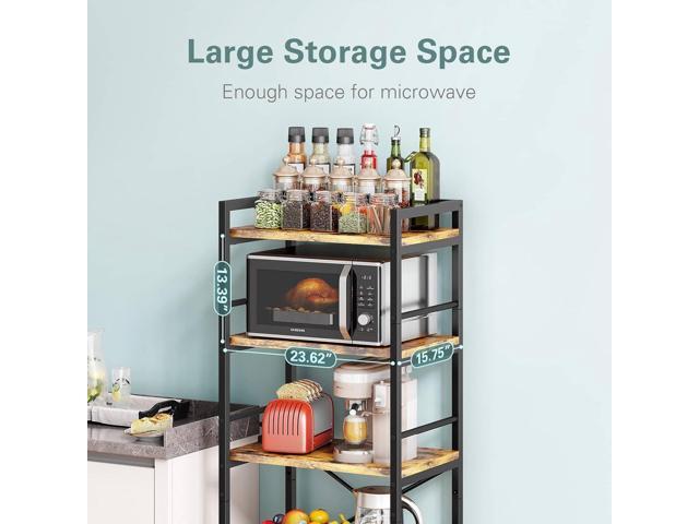 Denkee 5-Tier Bakers Rack for Kitchen with Storage, Industrial Microwave Stand Shelf, Coffee Bar for Small Spaces, Free Standing Kitchen Storage...