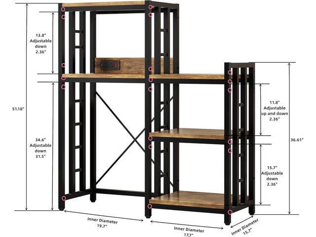 6-Tier Kitchen Baker's Rack with Power Outlet, Microwave Oven Stand with Storage Suitable for Kitchen Living Room Office Storage Shelf, Mini Fridge...