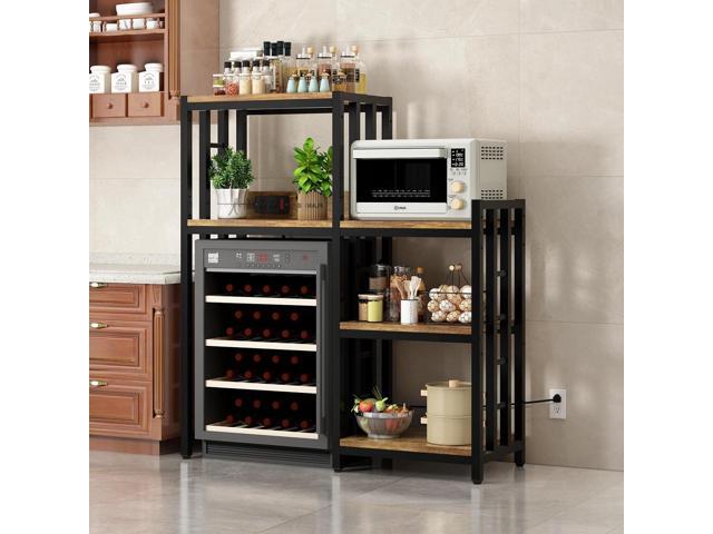6-Tier Kitchen Baker's Rack with Power Outlet, Microwave Oven Stand with Storage Suitable for Kitchen Living Room Office Storage Shelf, Mini Fridge...
