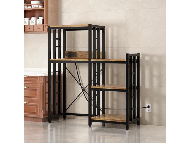 6-Tier Kitchen Baker's Rack with Power Outlet, Microwave Oven Stand with Storage Suitable for Kitchen Living Room Office Storage Shelf, Mini Fridge...