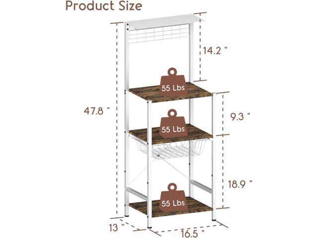 4 Tier Coffee Bar Station, Corner Bakers Rack with 5 Hooks & Wire Basket, Coffee Maker Stand for Small Space, Kitchen Storage Shelf for Entryway,...