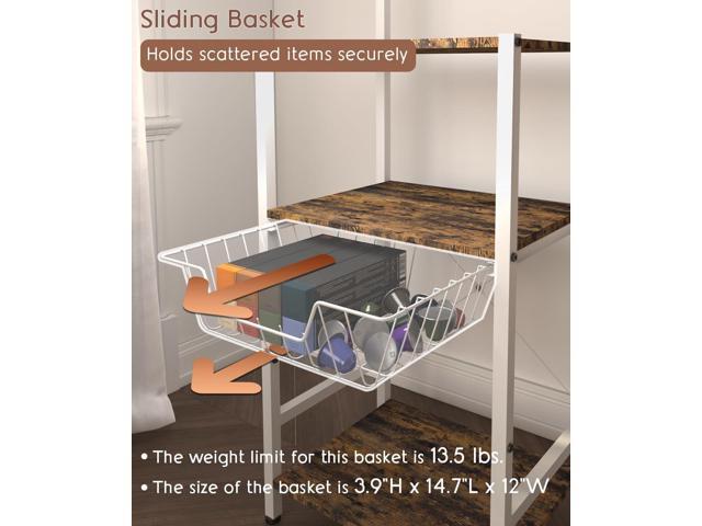 4 Tier Coffee Bar Station, Corner Bakers Rack with 5 Hooks & Wire Basket, Coffee Maker Stand for Small Space, Kitchen Storage Shelf for Entryway,...