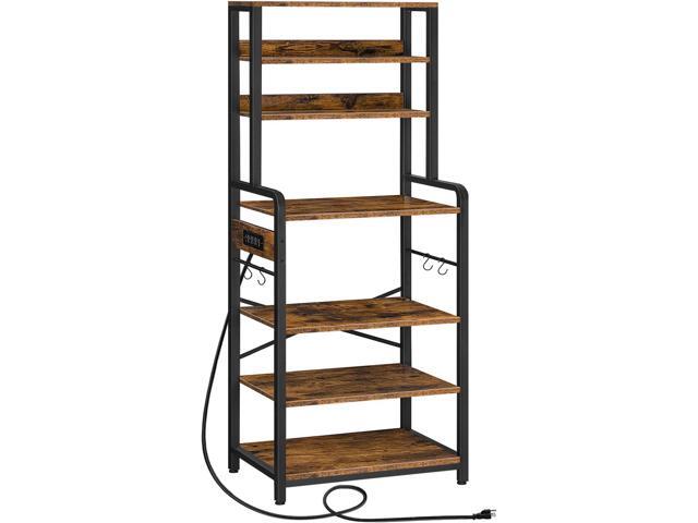 HOOBRO Bakers Rack with Power Outlet, 68.1inch Height Microwave Stand with 4 S-Shaped Hooks, 7-Tier Kitchen Storage Shelf Rack, Coffee Bar, for...