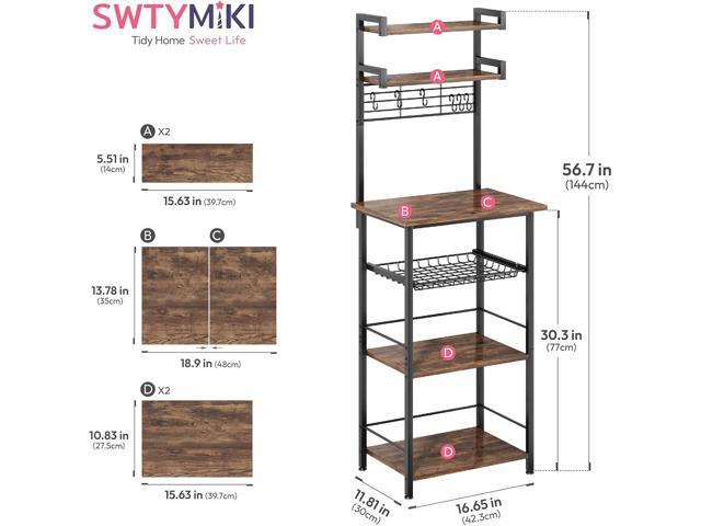 SWTYMIKI 6-Tier Coffee Stand Station - Tall Bakers Rack with Drawer & 6 Hooks, Corner Coffee Bar Station Bar Organizer Cabinet for Kitchen Living...