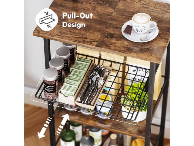 SWTYMIKI 6-Tier Coffee Stand Station - Tall Bakers Rack with Drawer & 6 Hooks, Corner Coffee Bar Station Bar Organizer Cabinet for Kitchen Living...