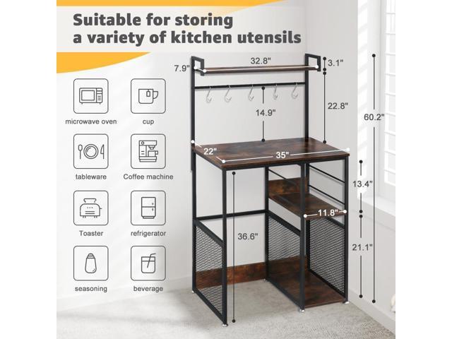 LUCKUP Mini Fridge Cabinet Microwave Stand with Shelf Storage, 4 Tiers Kitchen Bakers Rack with Adjustable Feet for Kitchen Dorm Space Saving,...