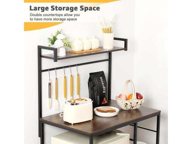 LUCKUP Mini Fridge Cabinet Microwave Stand with Shelf Storage, 4 Tiers Kitchen Bakers Rack with Adjustable Feet for Kitchen Dorm Space Saving,...