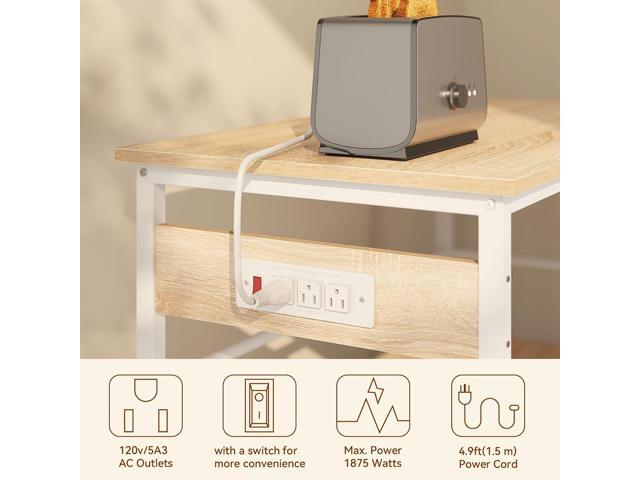 IBUYKE Kitchen Island with Storage, Bakers Rack with Power Outlet,Microwave Stand with Large Worktop,Rolling Bar Cart for Home, Outdoor,...
