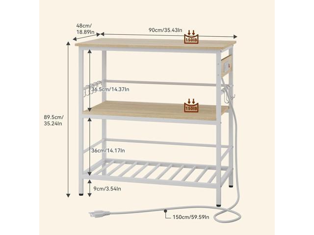 IBUYKE Kitchen Island with Storage, Bakers Rack with Power Outlet,Microwave Stand with Large Worktop,Rolling Bar Cart for Home, Outdoor,...