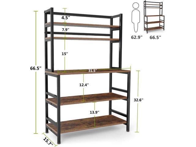Tribesigns 5-Tier Kitchen Bakers Rack with Hutch, Industrial Microwave Oven Stand, Free Standing Kitchen Utility Cart Storage Shelf Organizer...