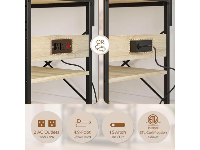 Bestier Bakers Rack with Power Outlet, 10 Hooks Coffee Bar with Wire Basket, Microwave Stand with Paper Holder, Adjustable Kitchen Storage Shelf...