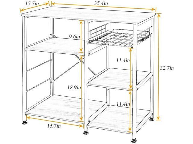 soges 3-Tier Kitchen Baker's Rack Utility Microwave Oven Stand Storage Cart Workstation Shelf, Rustic Brown W5s-FG