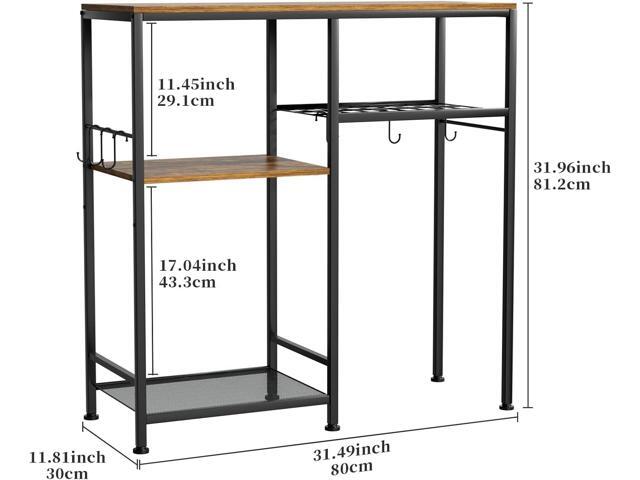 Consumest Microwave Stand, Adjustbale Coffee Bar Cabinet, Multifunctional Pan Organizer with 6 Hooks and 3 Shelves, Bakers Rack for Shovel, Pots,...