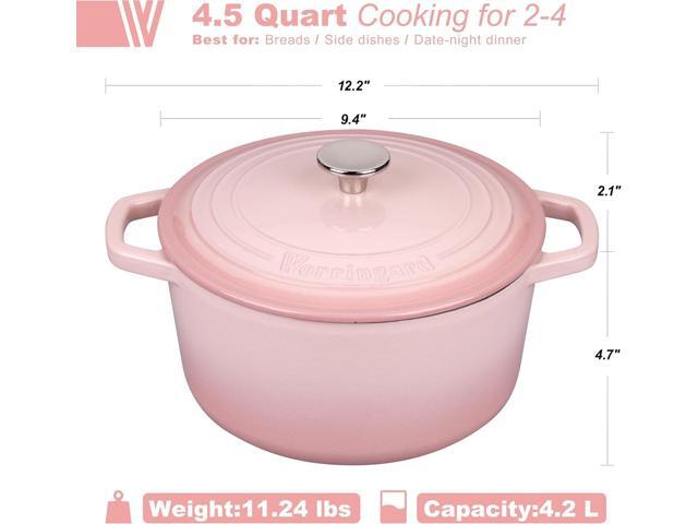 Enameled Cast Iron Dutch Oven Pot with Lid, for Bread Baking, Round Bread Oven- include Sourdough Bread Baking Supplies set, 4.5QT, Pink
