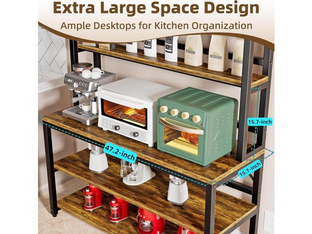 Aquzee Bakers Racks for Kitchens with Storage, 6 Tiers Large(47.2W x 15.7D x 70.8' H) Kitchen Stand with Hutch, Freestanding Organizer with...