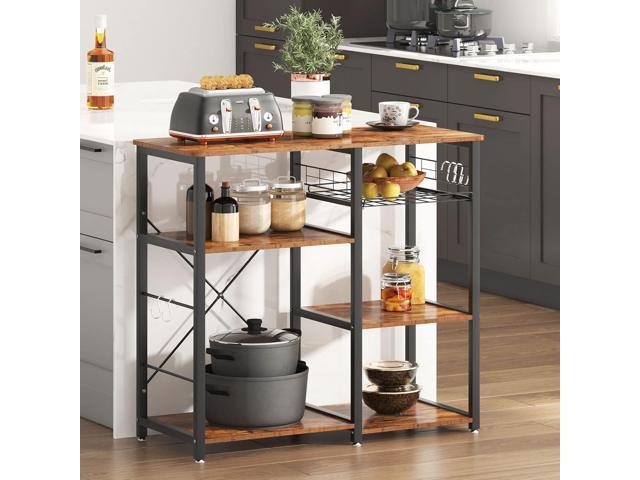 soges 3-Tier Kitchen Baker's Rack Utility Microwave Oven Stand Storage Cart Workstation Shelf, Rustic Brown W5s-FG
