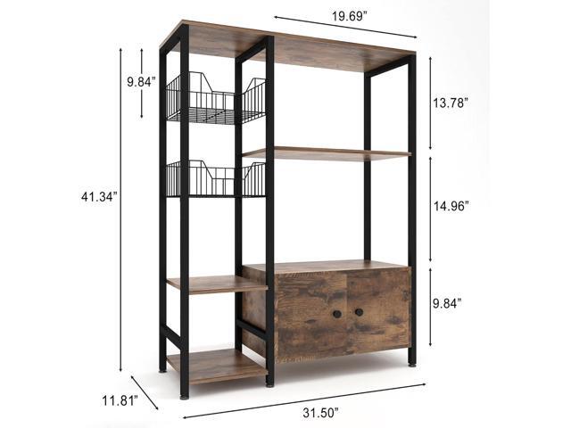 5-Tier Kitchen Bakers Rack,Microwave Oven Stand with Shelves,Utility Storage Shelf with Hutch,Free Standing Kitchen Rack Organizer