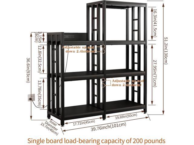 6-Tier Adjustable Mini Fridge Cabinet With Power Outlet,Kitchen Bakers Rack With storage,Mini Fridge And Microwave Stand,Coffee Bar, Free Standing...
