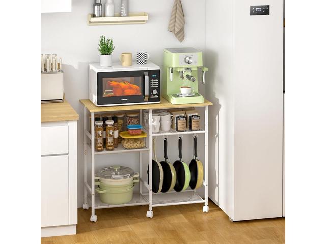 Kitchen Microwave Cart, Microwave Stand with Adjustable Shelf, Coffee Bar Stand Kitchen Baker's Rack with Wheels Rolling Storage Cart Organizer...